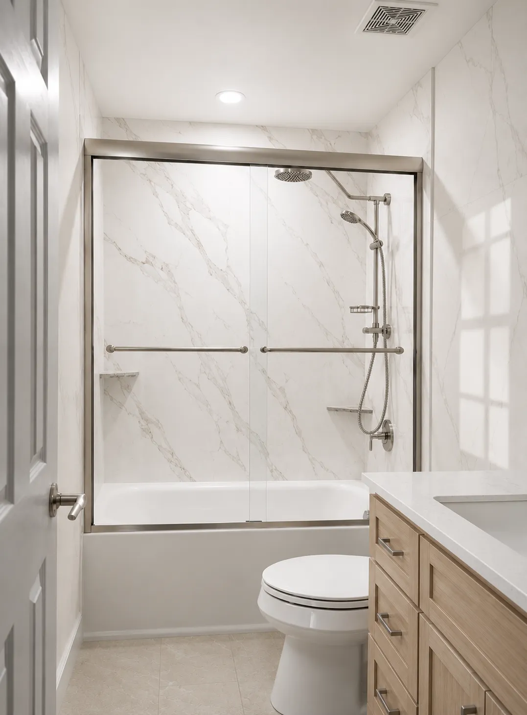 Acrylic bathtub replacement installation in Maryland home
