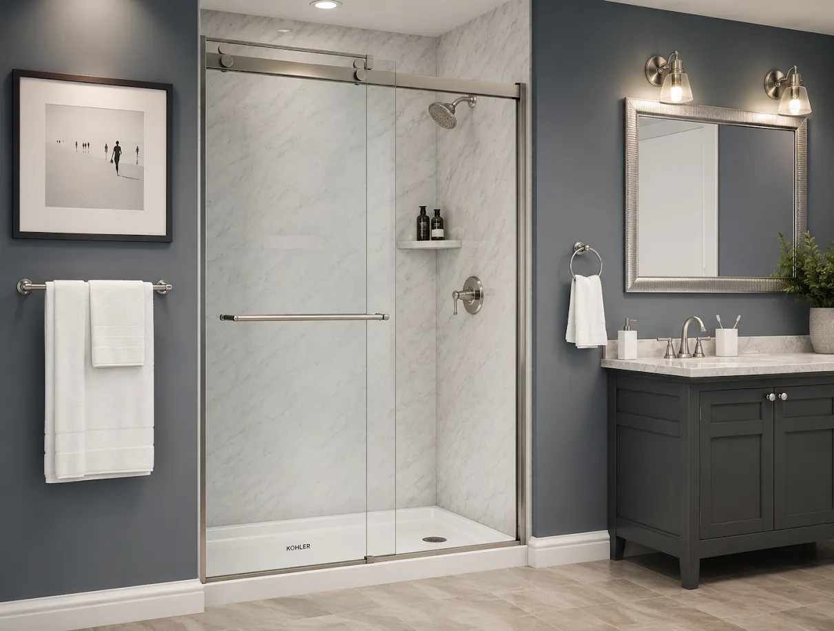 Acrylic shower surround installation in Howard County MD